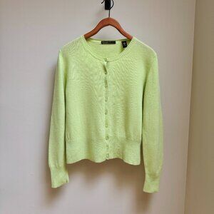 Lord & Taylor Classic Cashmere Cardigan in Bright Green